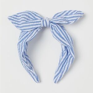 H&M BLUE WHITE STRIPED Bow-top Hairband NEW